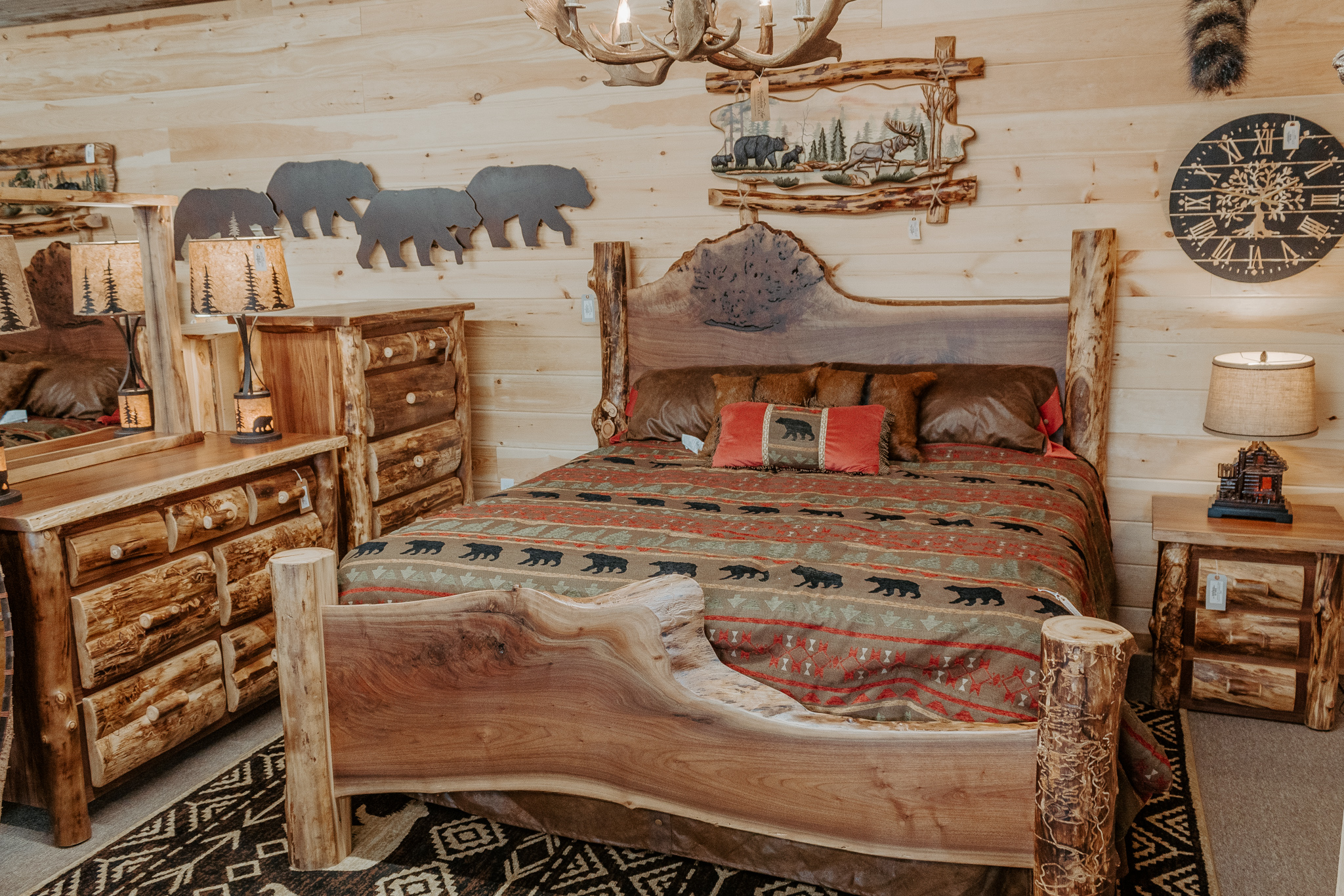 Rustic bedroom amish made decor bedding bears