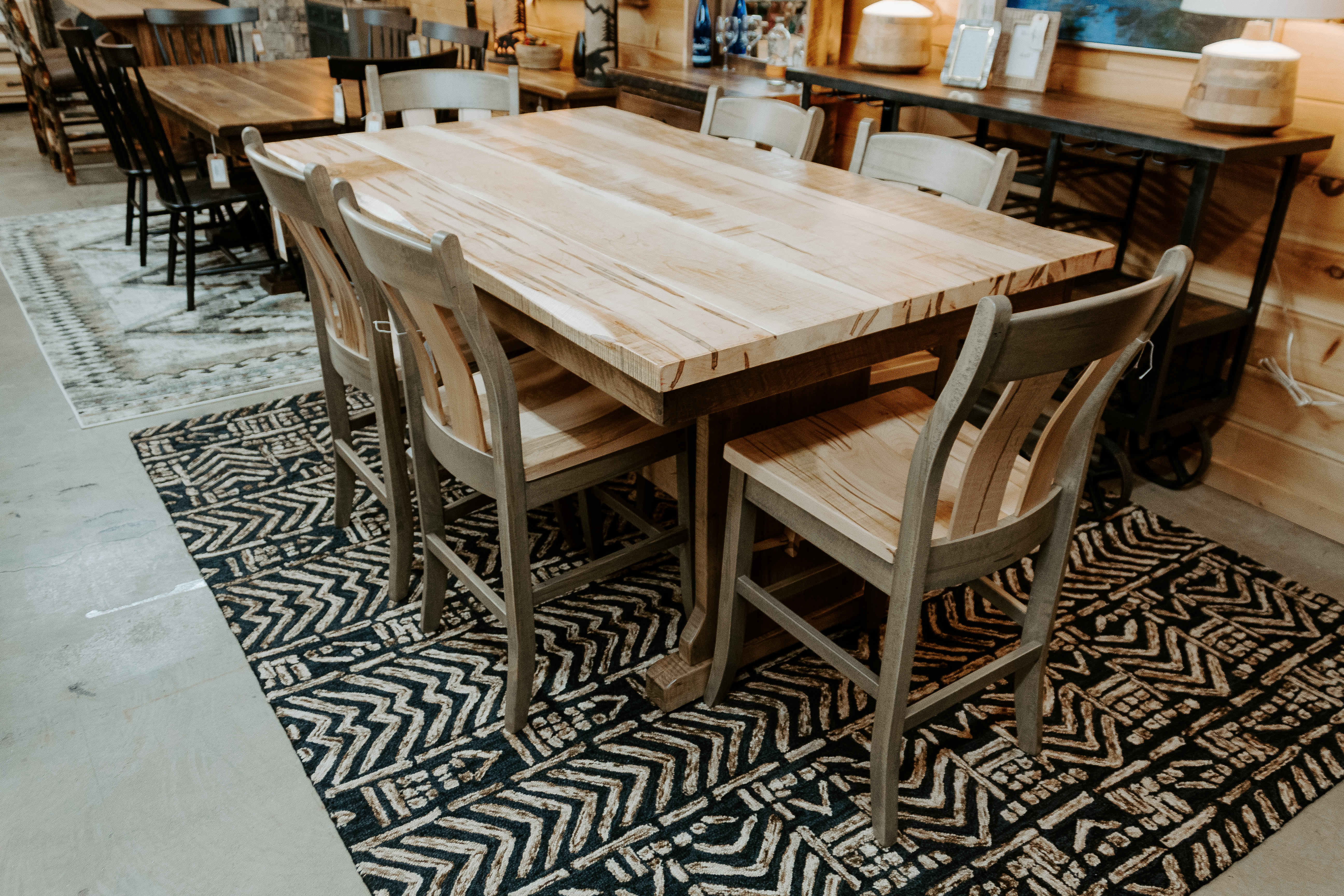 Maple Trestle Table and Austin Stool set