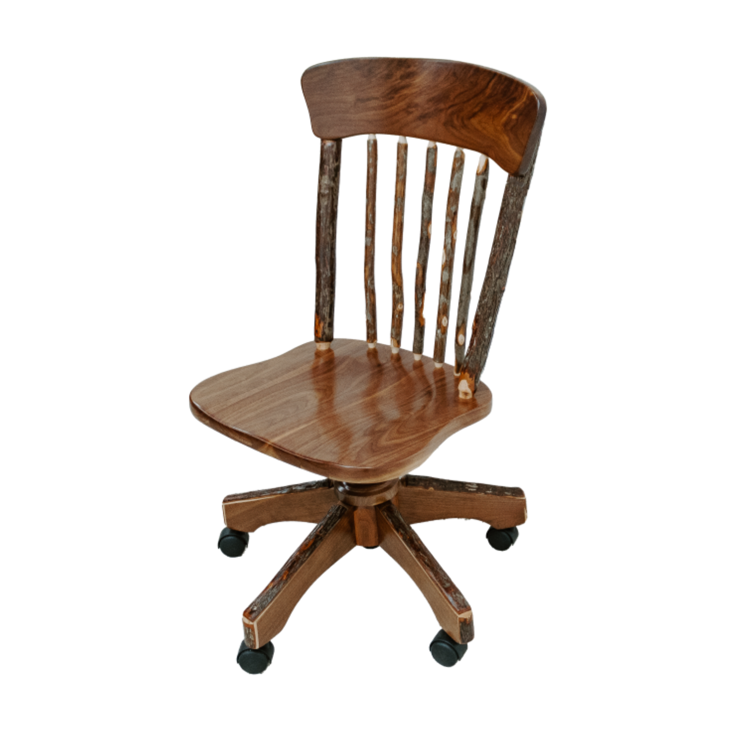 Panel Back Walnut Hickory Armless Office Chair