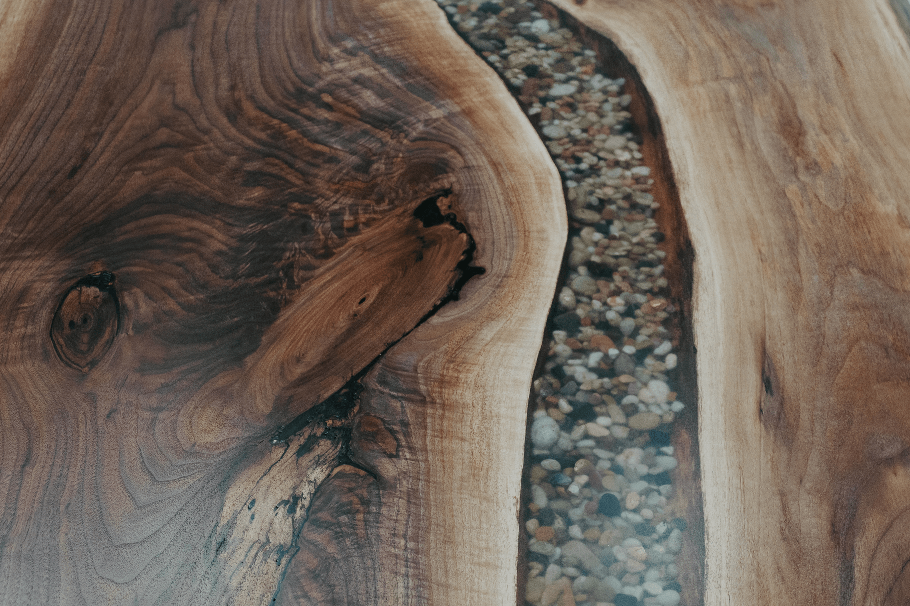 River Rock Epoxy Slab Coffee Table