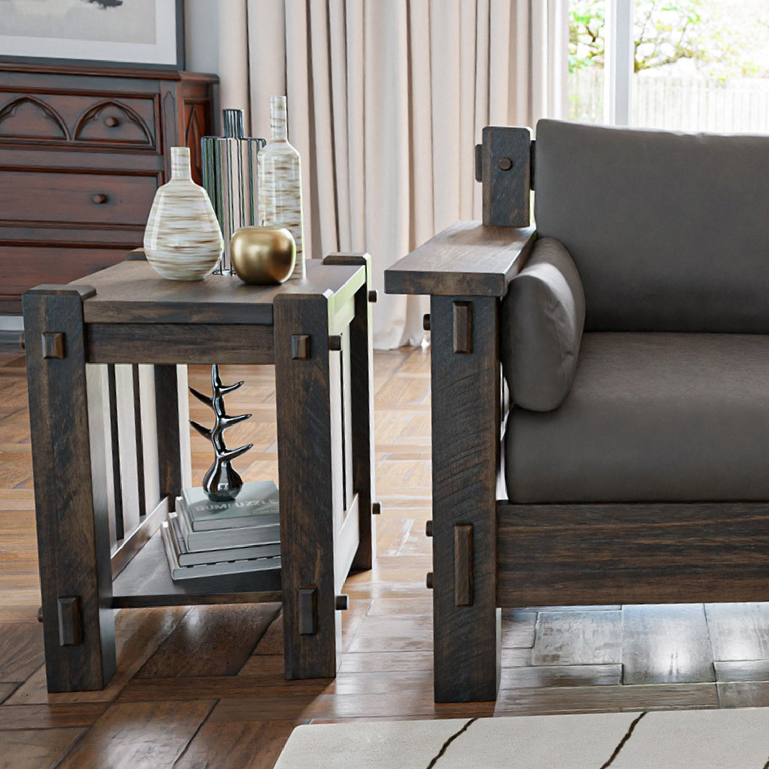 craftsman style end table for living room