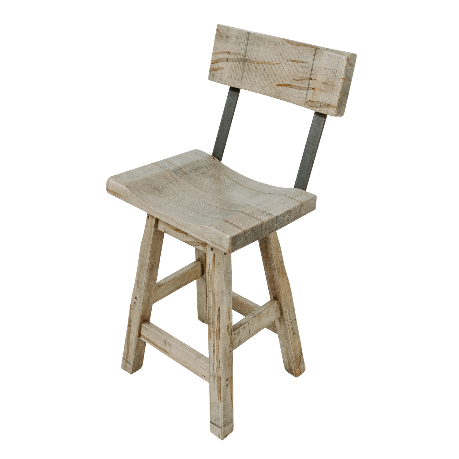 Wormy Maple Saddle Swivel Stool