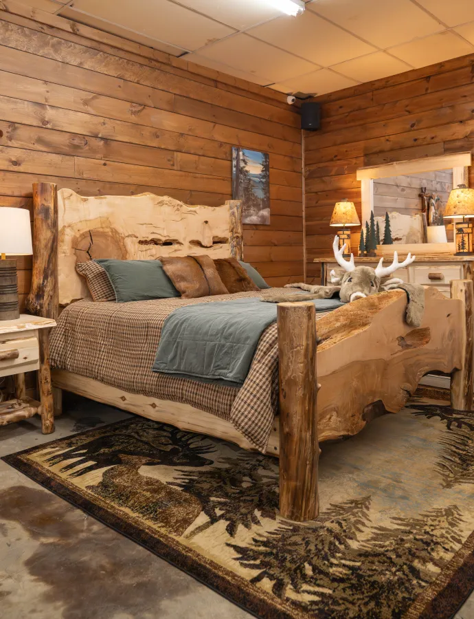 aspen post bed with wormy maple one of a kind slab