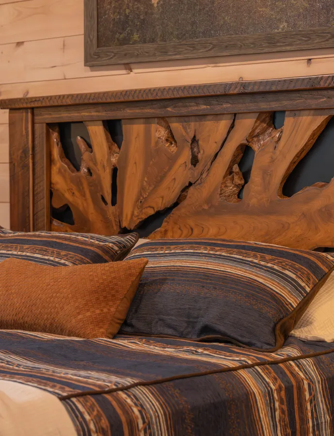 union ridge teak root headboard