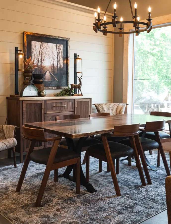 live edge black walnut river rock epoxy slab table with live edge buffet