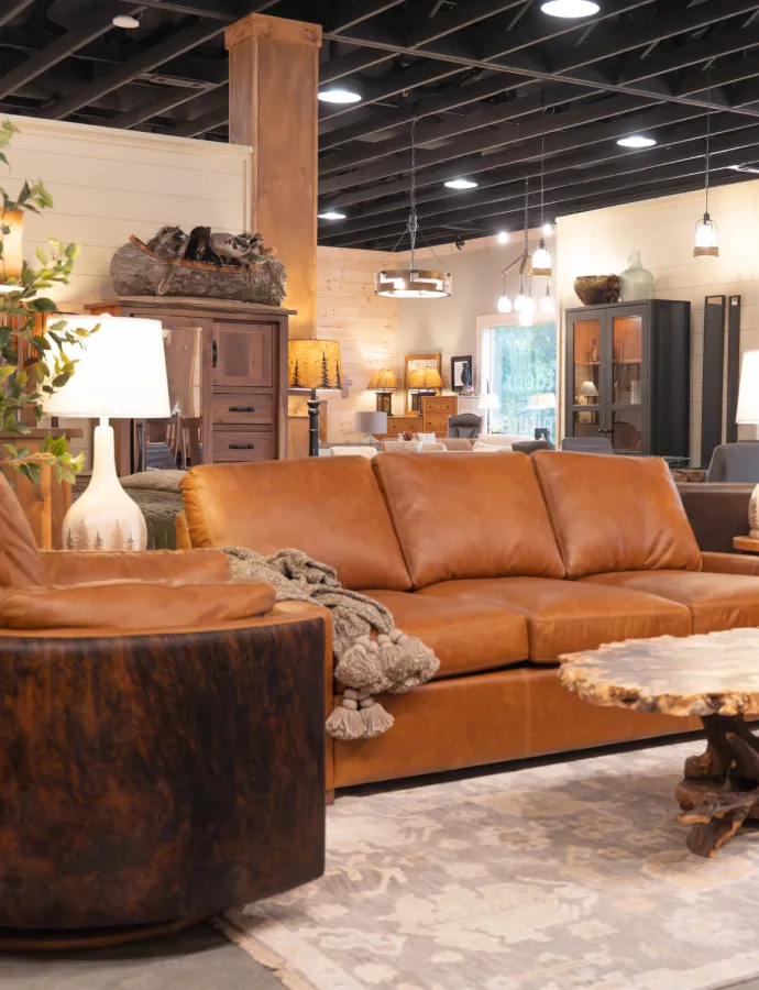 TOP GRAIN LEATHER SOFA WITH COWHIDE CHAIR