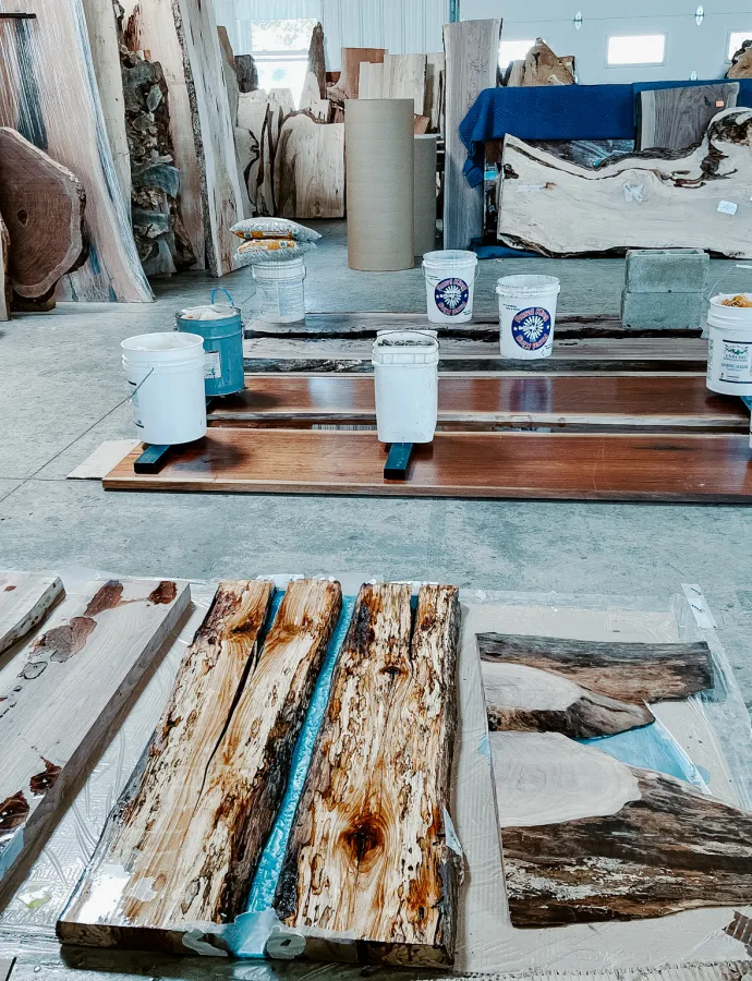 amish wood shop furniture making wood slab