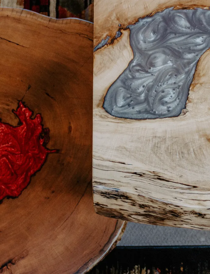 Red and Silver Epoxy Resin Fill Coffee Tables