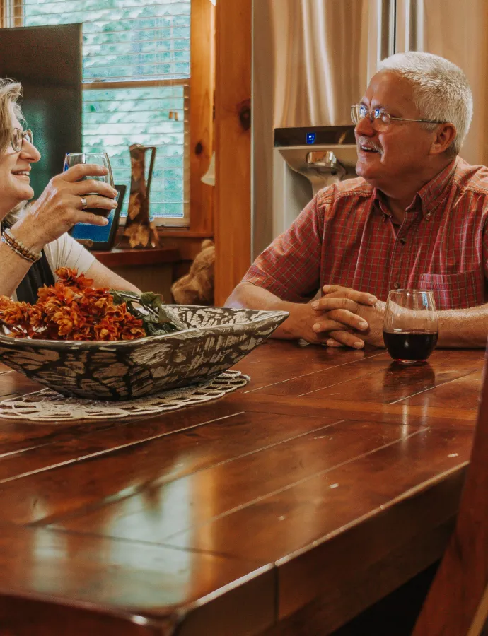 Couple at Rustic Dining Table