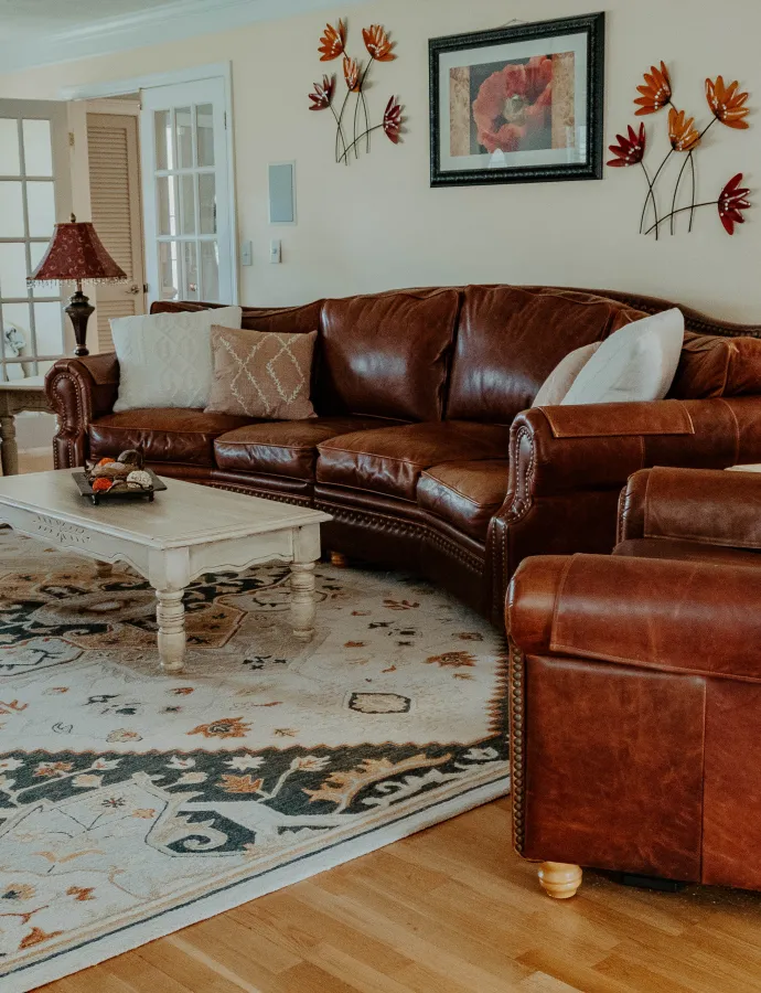 cowboy top grain leather rustic sofa