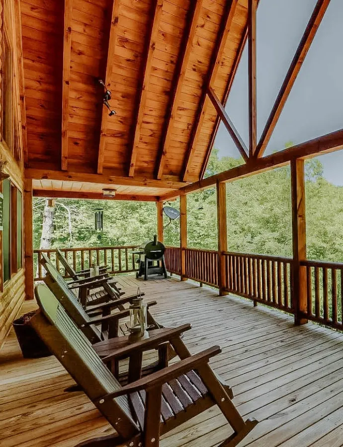 Outdoor Poly Furniture on Cabin Deck with Mountain View