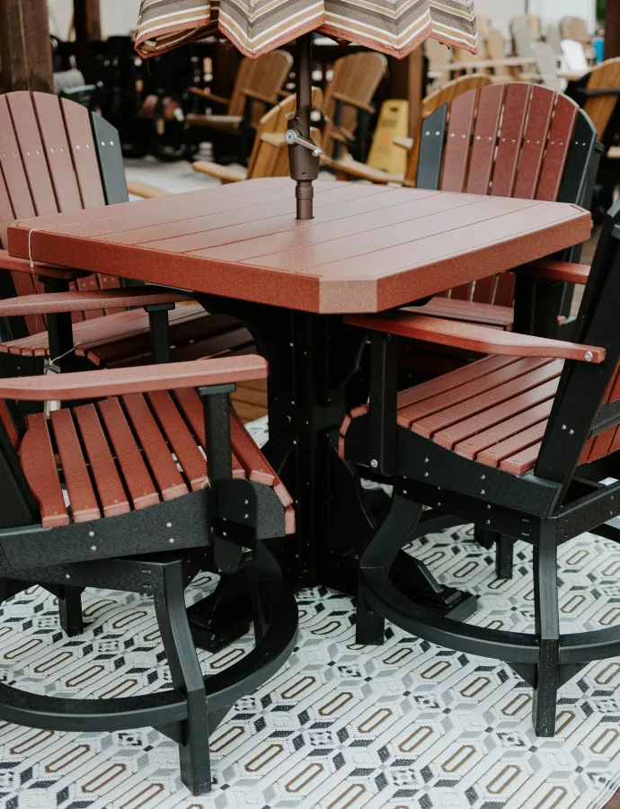 Red and Black Poly Outdoor Dining Furniture 