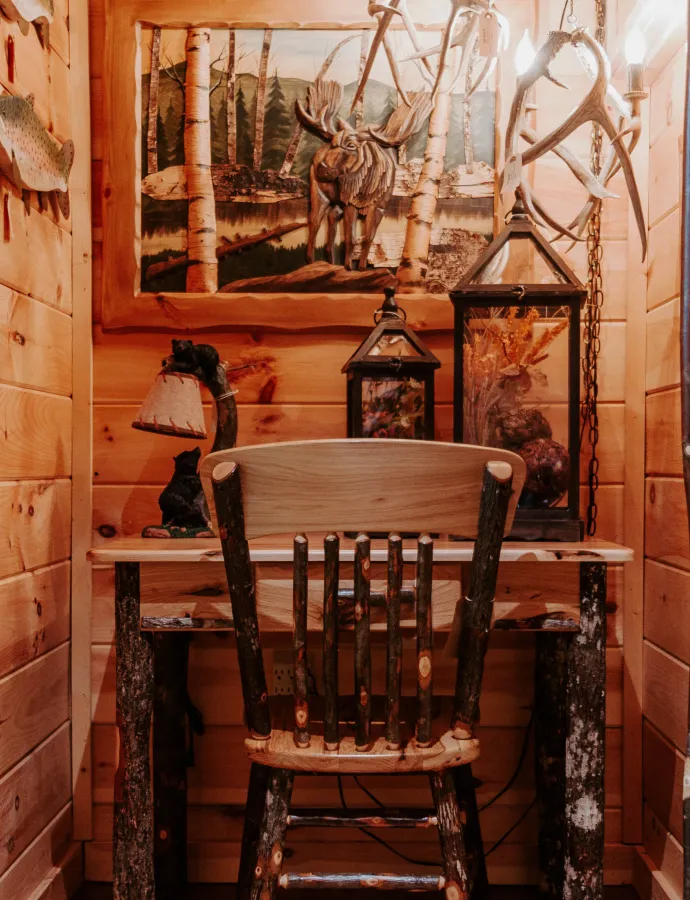 Rustic Hickory Log desk with Desk Chair 