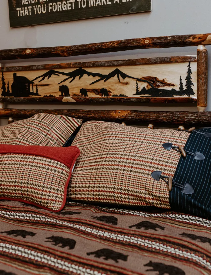 rustic log bed