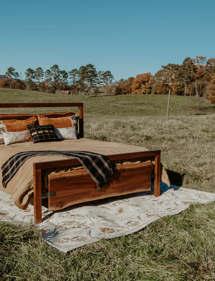 black walnut slab bed castle bedroom rustic furniture