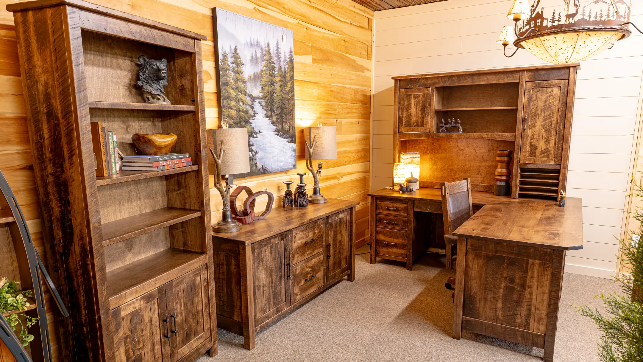 SOLID WOOD CORNER DESK WITH HUTCH