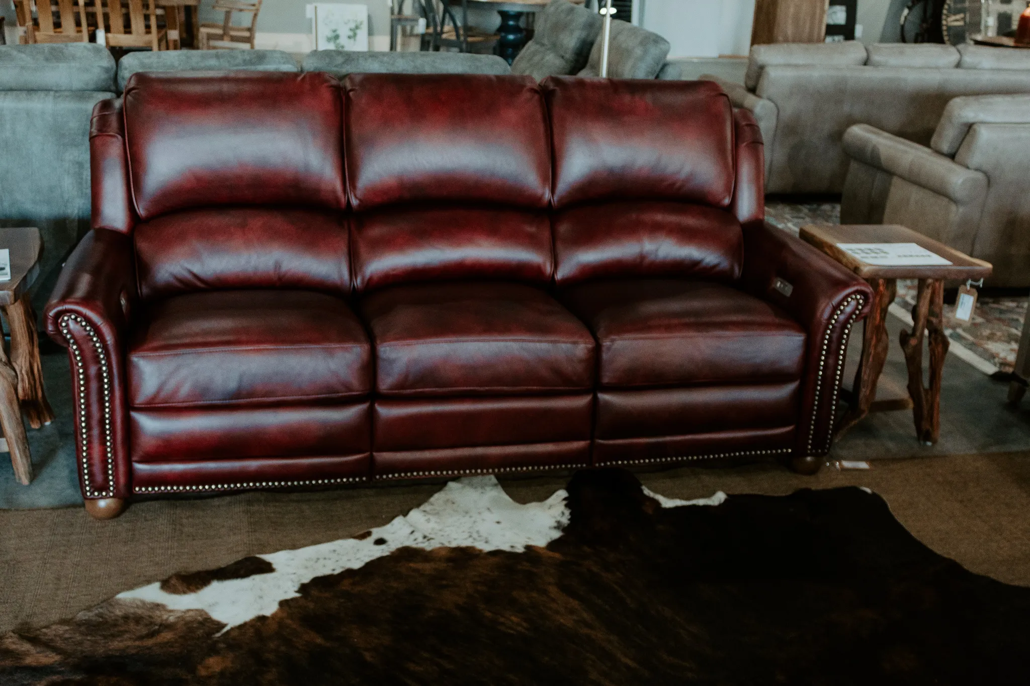 red top grain leather sofa couch