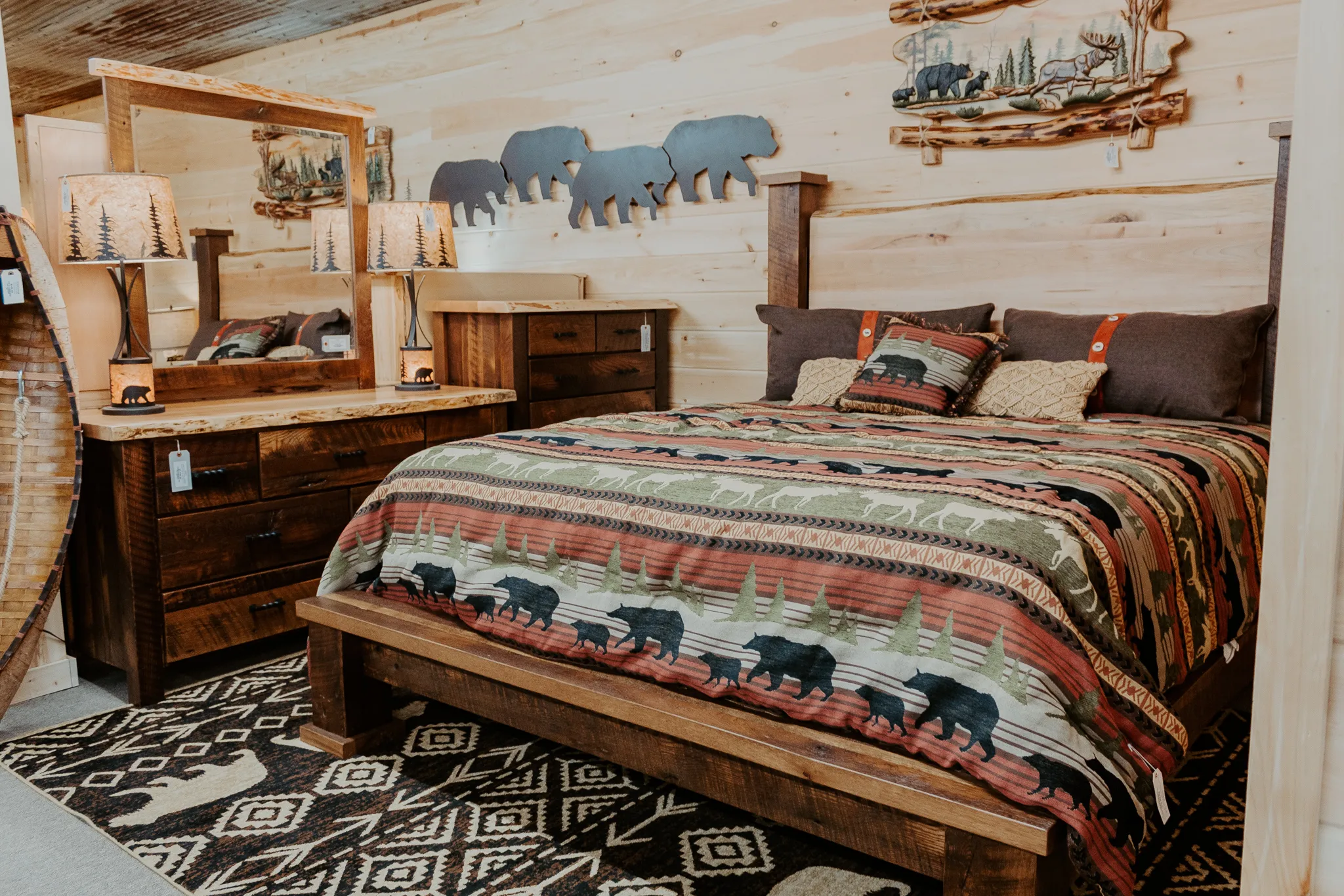 rustic bedding bears slab bed log bed