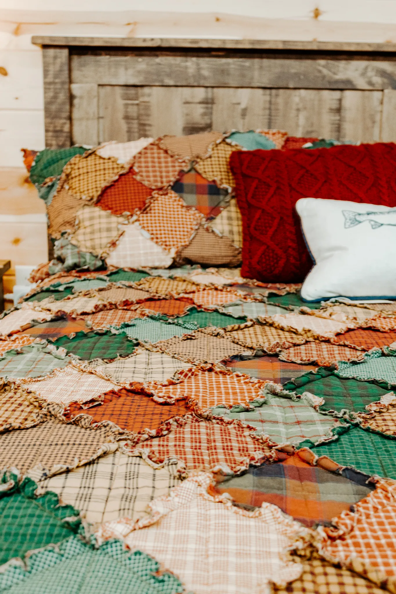 red and green quilt rustic cabin decor near me