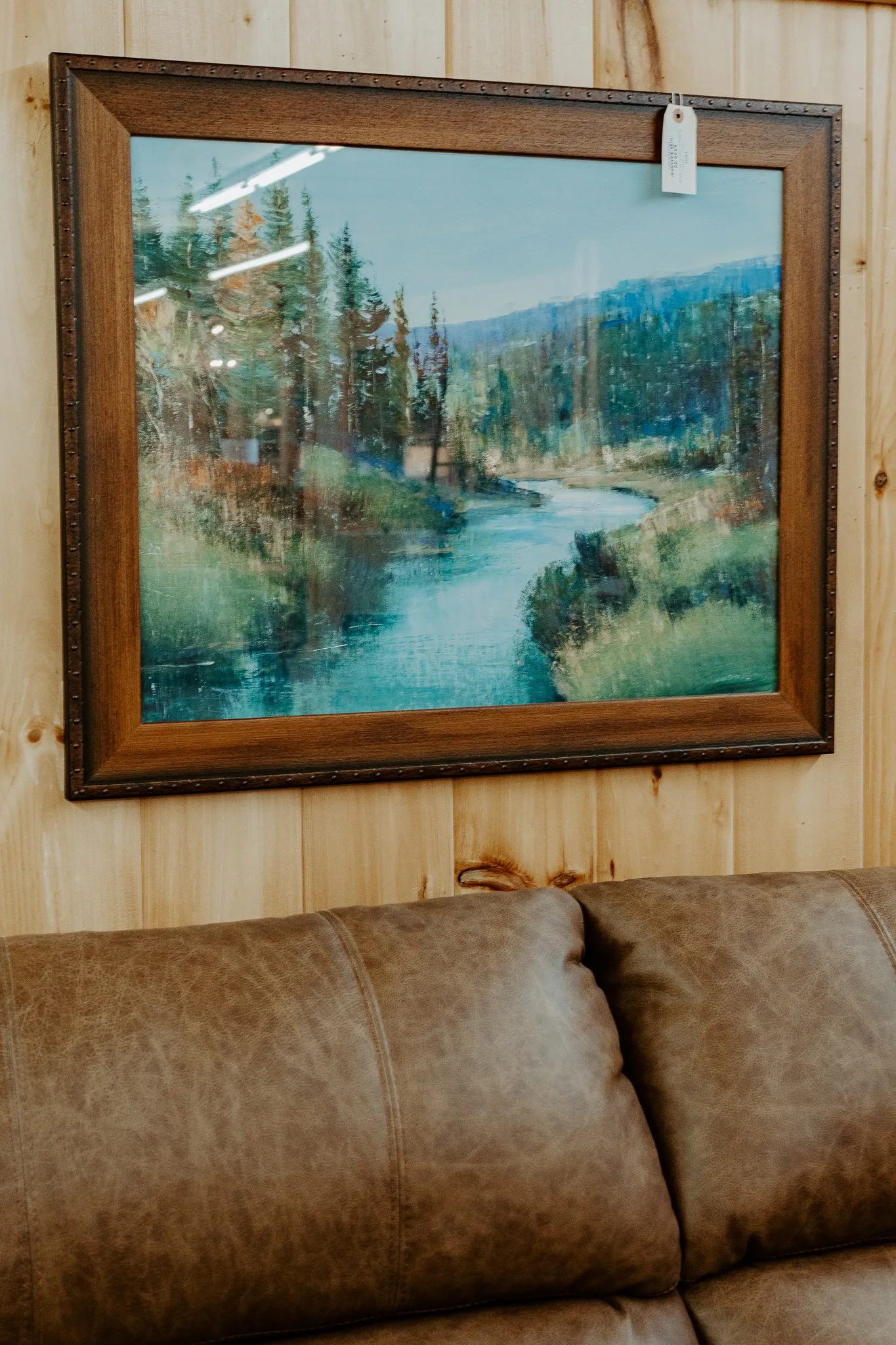 rustic cabin landscape artwork leather furniture near me