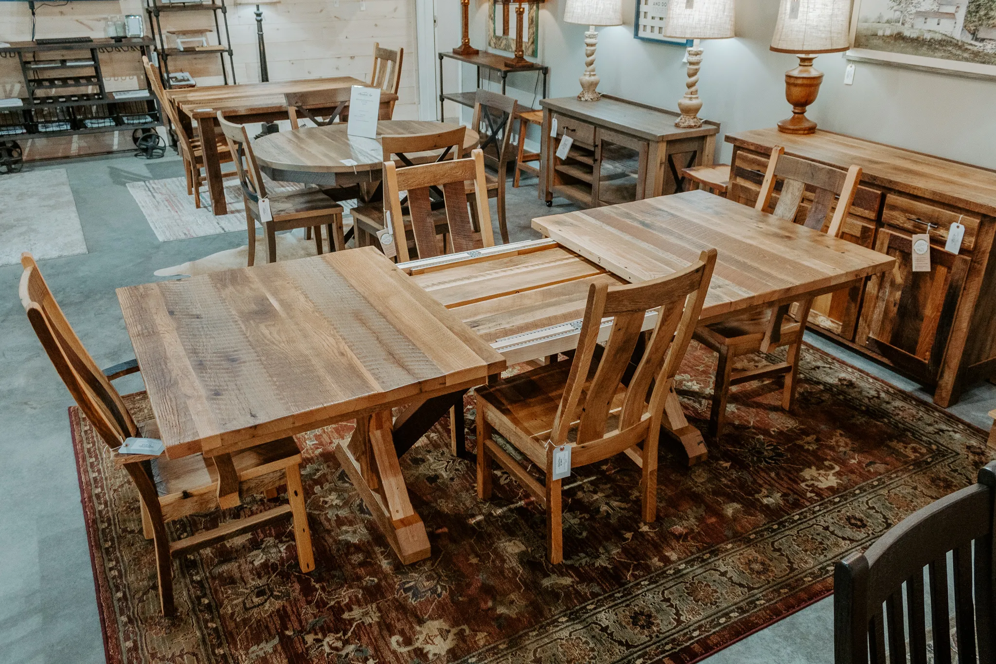 amish furniture gear slides dining table self storing barnwood