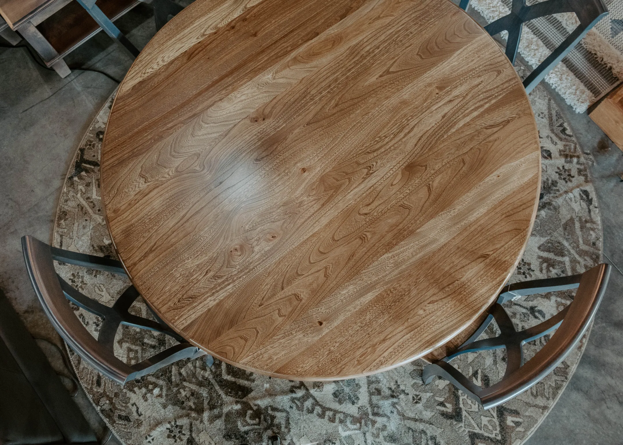 brown and gray farmhouse table