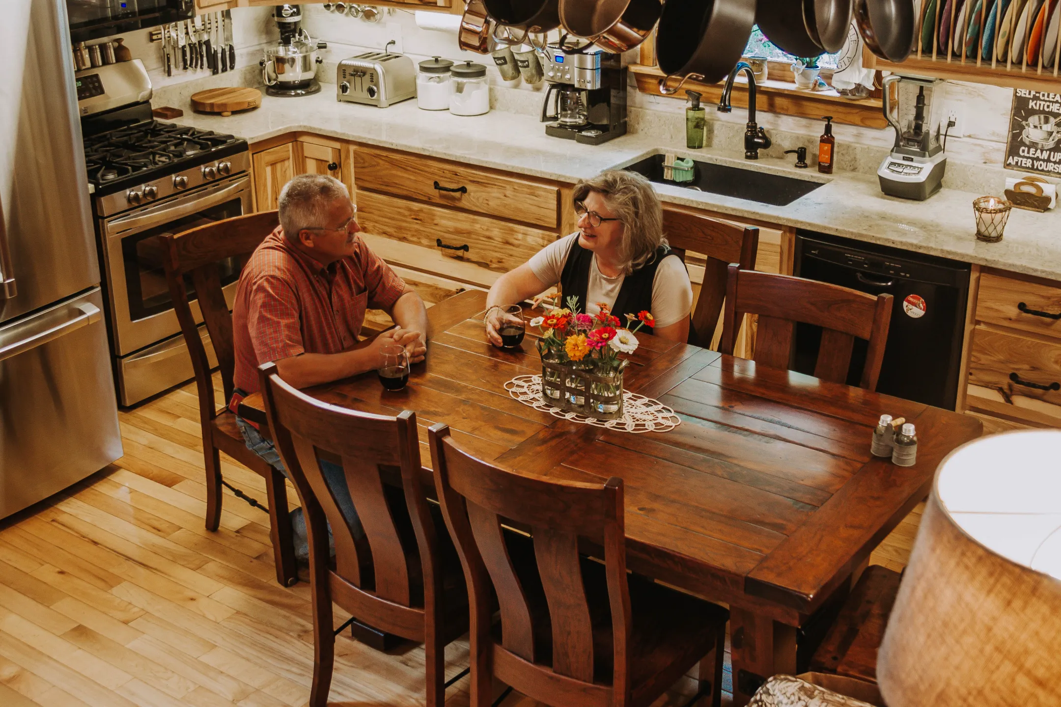 Couple at Rustic Dining Table