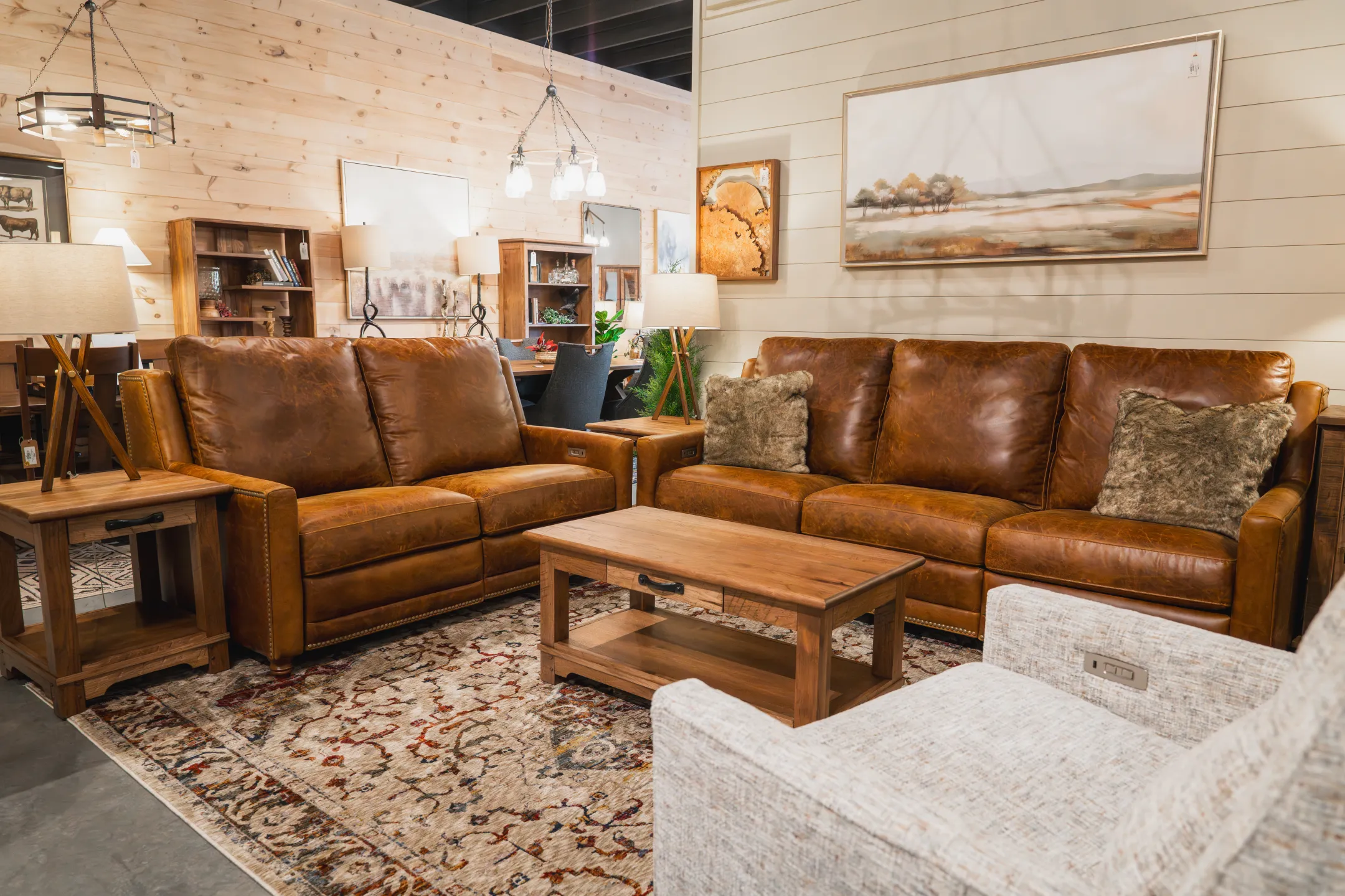 top grain leather on high end reclining sofa and loveseat