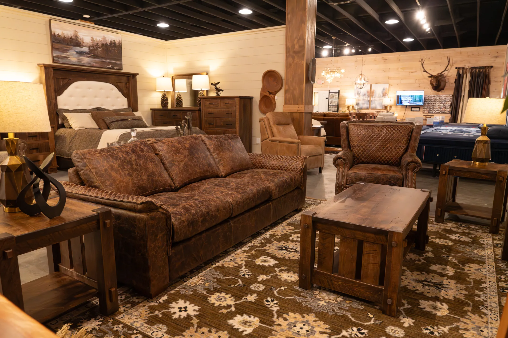 leather living room furniture with rustic leather and mountain modern design