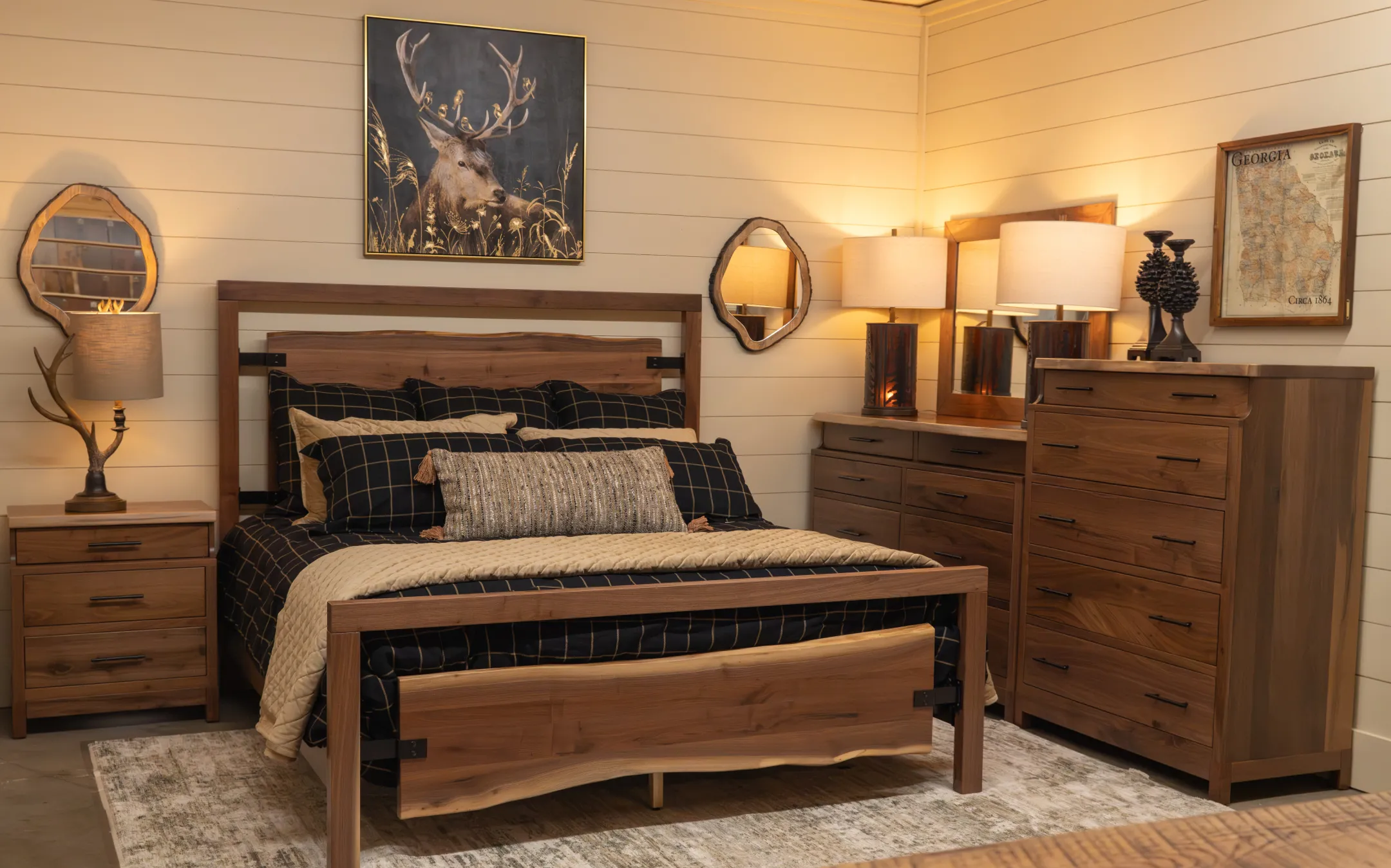 live edge bedroom set in modern rustic style