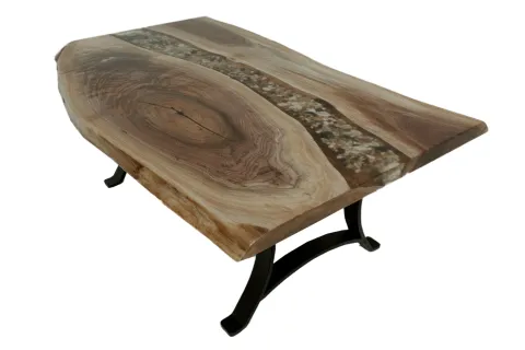 River Rock Epoxy Slab Coffee Table