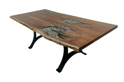 River Rock Walnut Slab Table