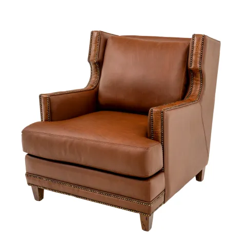 LEATHER WING BACK CHAIR