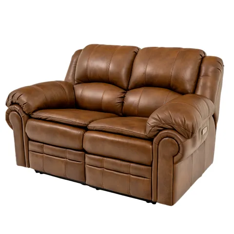 PLUSH LEATHER RECLINING LOVESEAT