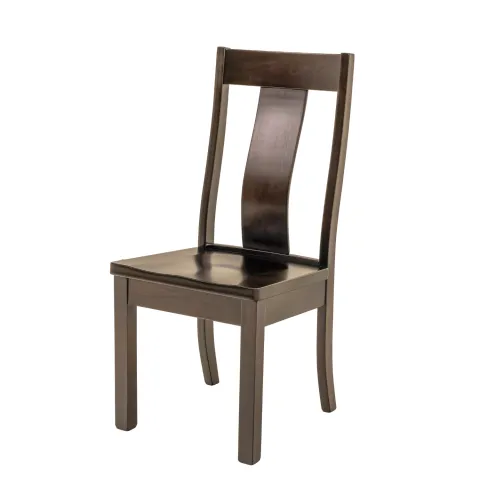 brown maple dining chair with lumbar support