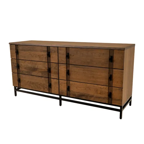 live edge dresser with metal accents