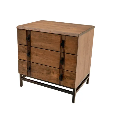 live edge nightstand with matte black metal base