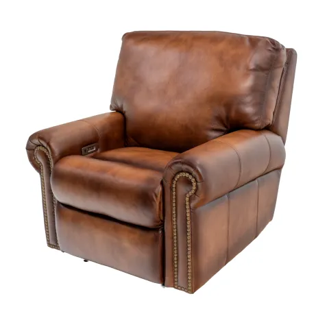 leather power recliner with patina leather