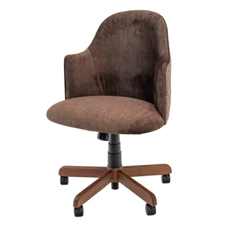 swivel desk chair with black walnut and upholstered seat