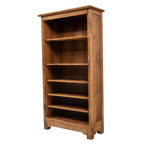 farmhouse bookshelf in rustic hickory