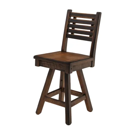 reclaimed wood swivel stool with back