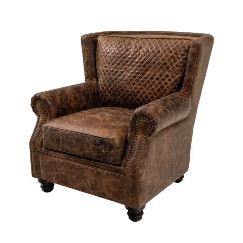 bison leather wingback chair