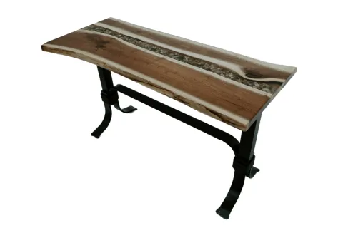 River Rock Epoxy Slab Sofa Table