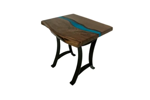 Blue River Epoxy Slab End Table