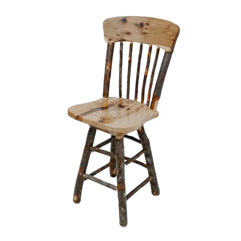 Hickory Panel Back Swivel Stool