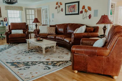 cowboy top grain leather rustic sofa