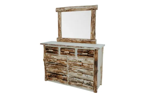 aspen log dresser with mirror rustic