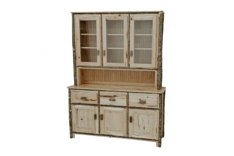 rustic log dining furniture hickory log hutch buffet