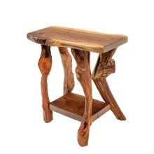 small black walnut live edge end table with driftwood legs