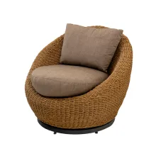 round outdoor wicker swivel chair